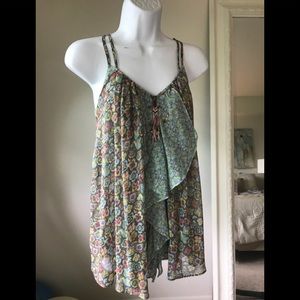 LaROK flower print with beaded and zip detail top